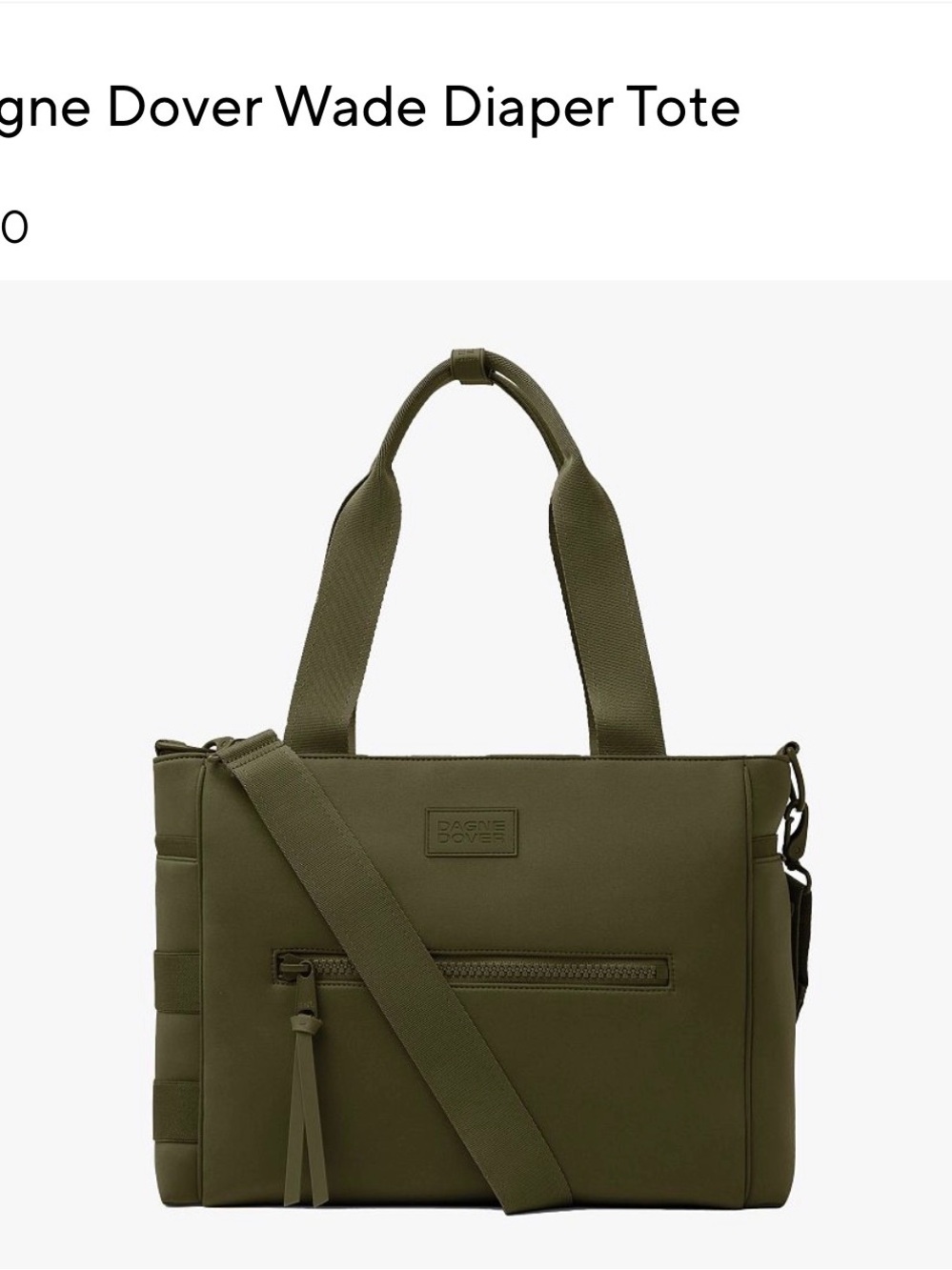 Dagne Dover Olive Green Wade Tote with Removable Strap
